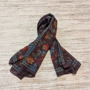 Gap Floral Scarf Brown Made in Italy Fall Gilmore Butter Mom 30 x 30 Cottagecore